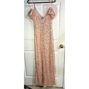 Sequin Maxi Dress Formal Evening Gown Party Cocktail Prom Bridesmaid Blush Pink